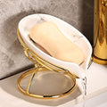 Dobbyby Leaf-Shaped Ceramic Soap Dish with Drain, Holder, Saver, Tray, Bar Soap Holder, Easy Cleaning, for Shower Bathroom Kitchen Sink Bathtub, Pro-Environment White - color: White