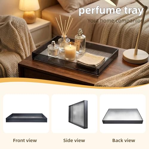 12"x8"Bathroom Vanity Tray for Counter,Black Acrylic Perfume Tray for Dresser,Kitchen soap Dispenser Tray,Coffee Table Tray Decor,Lucite Jewelry Candle Valet Tray,Toilet Organizer - size: 11.8" x 7.9" x 1.3"