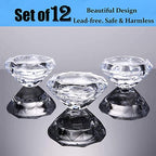 GOLDEAL 12 PCS Clear Glass Diamond Shaped Tealight Candle Holder,Votive Candle Holders Bulk Use for Wedding, Party,Dinner, Home Decor, for 1.5" Tealight (Diamond)