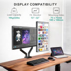 WALI Dual Monitor Stand for 13-32 inch Computer Screens, Dual Monitor Arms for 2 Monitors Holds up to 22 lbs, Height Adjustable Dual Monitors Mount, VESA 75x75/100x100mm (GSMP002N), Black - size: 13"-32", style: Dual Arms