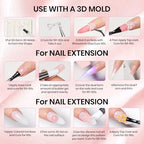 Beetles 3D Gel Nail Art with 3D Mold,Pink Solid Builder Nail Gel,Non-Sticky Sculpting 3D Nails & Dual-Ended Sculpture Pen & Stiletto Dual From, Beginner Friendly DIY at Home,Ballet Whisper - color: B5-Pink Solid Builder Gel