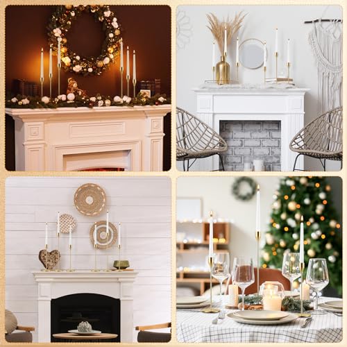 Inbagi 24 Sets Gold Candlestick Holders Bulk for Taper Candles Metal Tall Pillar Candle Stands for Table Centerpiece Wedding Christmas Home Party Decor, Fit 0.79 in Thick Candle