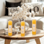 KONNI 2x8 Inch Yellow Pillar Candles in Glass Set of 3, Devotional Prayer Candle, Unscented Religious Candles, 105 Hours Emergency Long Burning, Ideal for Memorials, Vigil, Blessing - color: Yellow