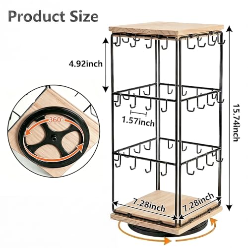 Earring Display Stands, 48 Hooks Earring Display for Vendors Rotating, Earring Holder Organizer Earring Display Stands for Selling Jewelry Display (Log) - color: Log Color