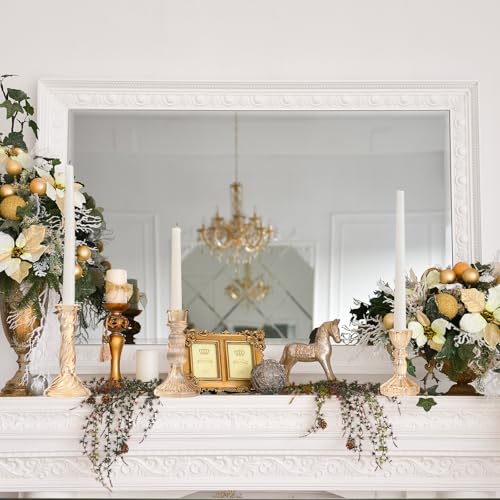 Mumufy 10 Pcs Glass Crystal Taper Candle Holders Clear Glass Candlestick Holder Fit 0.8 Inch Candles Crystal Decorative Candle Stand Centerpiece Table Wedding Dining Party (Classic,Gold) - color: Gold