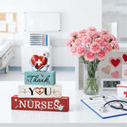 Smile Nurses Month Wooden Tabletop Decor Thank You Nurses Desktop Plaque with Heart & Stethoscope Indoor Home & Office Decor - Nurse Appreciation - style: Nurse