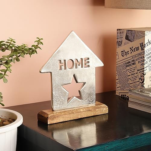 PURESTORY Metal Decorative Showpiece for Home Decor Accents | Shelf Decor |Bookshelf Décor | Fireplace Decor or Desk Décor.Table Decorations for Dining Room Living Room - Home - Silver - color: Silver