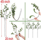 HANDIC 3 Pcs Faux Stems Artificial Branches for Vase Greenery Stems Faux Branches for Vase Plant Artificial Eucalytus Branches Plants (45"/Each Branch) (3, Green)