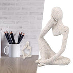 Abstract Thinker Statue | Synthetic Home Accent for Living Room/Office Desk/Bookshelf | Hollow Design Art Sculpture Collectible Present (Sandstone Right) - style: Sandstone Right