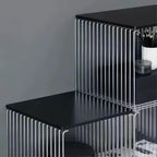 304 Stainless Steel Side Table,Square Geometry Retro Side Table Linear Metal End Table,Wire Cube Storage Rack, Book Stackable, Stainless Steel Coffee Table，Multi-Purpose Accent Table