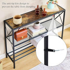 Hoctieon Industrial Console Table, 3 Tier Entryway Table, Hallway Table, Narrow Sofa Table with Shelves, Entrance Table for Entryway, Living Room, Foyer, Hallway, Office, Rustic Brown&Black - color: Rustic Brown