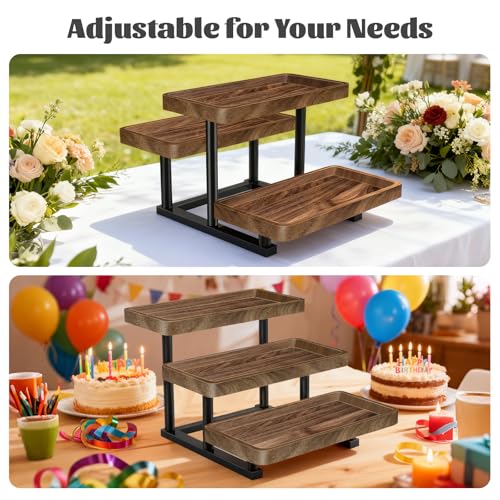 Serving Tray for Party, 3 Tier Cupcake Stand Tiered Tray Stand Large Serving Platter for Serving Food Dessert Table Display Set Reusable Trays for Candy, Veggie, Fruit, Snack - size: 15.8" x 12" x 11.8"
