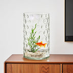 6" Wide 10" High Decorative Glass Cylinder Vase with Dimpled Circle Pattern, 8 Inch Tall, Clear (1, 6"x10") - size: 6"x10"