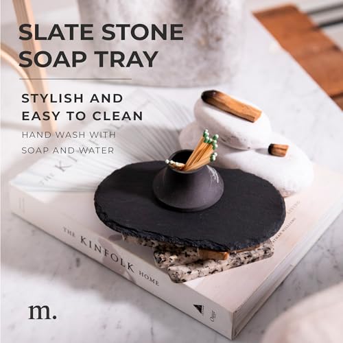 MaisoNovo Stone Soap Tray - Dish soap Dispenser for CounterTop - Bathroom Trays - color: Slate Stone Tray
