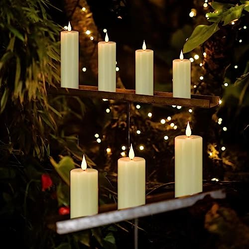 Hanzim Flameless Flickering Battery Operated Candles 9PACK Real Wax Pillar LED Candles with 10-Key Remote Control and 24 Hours Timer for Wedding, Party, Home Decoration (Ivory) - color: H02# White 9pack Real wax