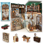 MiniCity Book Nook Kit, DIY Dollhouse Booknook, Book Nook Miniature Kit for Bookshelf Insert Decor Crafts for Adults Teen Halloween, 3D Wooden Puzzle with Led Light (Hemingway House) - style: Hemingway House