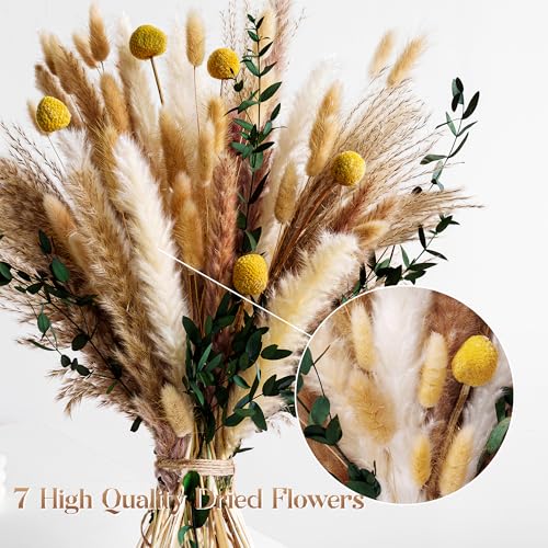Boho Dried Flowers Bouquet – Olive Green Wall Decor, Pampas Grass Bouquet, Rustic Flower Arrangement, Moody Office & Bedroom Decor, DIY Home Vase Filler, Farmhouse Floral, Boho Wedding Bouquet
