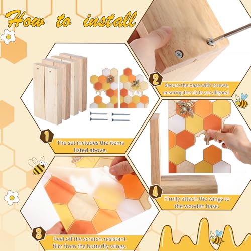1 Pair Honeycomb Bookends Decorative Wooden Book Ends for Shelves Bookshelf Modern Honey Bookend Stoppers Holder for Office Home Desk Book Lover Gift 9.5 x 6 x 3.5 Inches