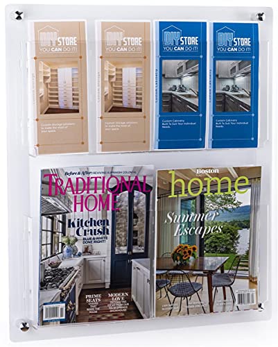 Displays2go Acrylic Literature Holder Wall Mount, 4/8.5" w, 4-8 Pockets - Clear (2RP4CLR) - color: Clear, size: 4 Pockets
