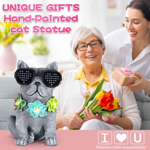 Solar Garden Statues Dog with Succulent and LED Lights Birthday Gifts for Women Mom Grandma Solar Outdoor Decor for Patio Backyard Yard Lawn Decoration-Unique Housewarming Gifts - style: Dog