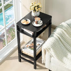YUFAM Side Table End Table Tall Night Stand 3-Tier for Living Room Bedroom Bathroom Office Furniture Black - color: Black, size: 3 Tier