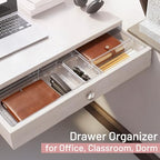Drawer Organizer, 10 Pack Large Clear Plastic Organizer Bins 5 Sizes, Versatile Bathroom Drawer Trays, Heavy Duty Non‑Slip Drawer Dividers for Makeup, Office & Kitchen Utensils