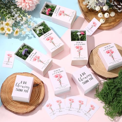 24 Sets Mother's Day Bulk Gifts for Women Teacher Nurse Appreciation Positive Mini Bud Vases with Flower Office Desk Decor Mini Box Breathing Thank You Gifts for Graduation Coworker Staff (Gray) - color: Gray