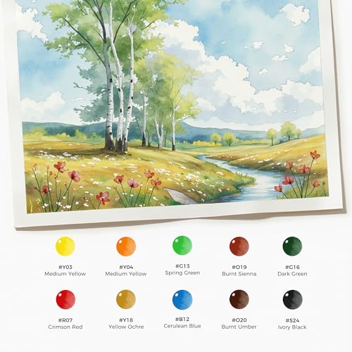 24-Color Watercolor Paint Set, All-in-One Travel Water Color Kit with Wood Palette, Sketchbook & Bag, Non-Toxic Portable Painting Set for Adults, Beginners, Artists & Outdoor Urban Sketching - color: 24 Colors