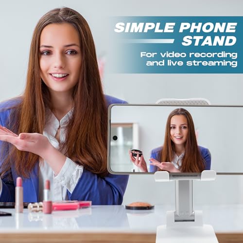 Wonderjune 12 Pcs Cell Phone Stand for Desk Phone Holder Stand Foldable Angle Height Adjustable Portable Holder Tablet for Office Travel Photography (White) - color: White