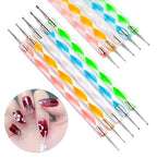 Nail Dotting Tools Kit - 10 Pcs, 5 Double-end Tools, 5 Nail Liner Brushes - color: c-10pcs