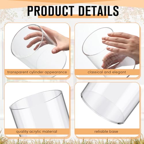 meekoo 3 Pcs Flower Acrylic Vase Cylinders Round Decorative 4 x 4 in, 5 x 6 in, 6 x 8 in Vase Break Resistant Acrylic Flower Cylinder for Centerpiece Home Wedding Decor(Clear, Classic) - color: Classic, size: 4 x 4 in, 5 x 6 in, 6 x 8 in