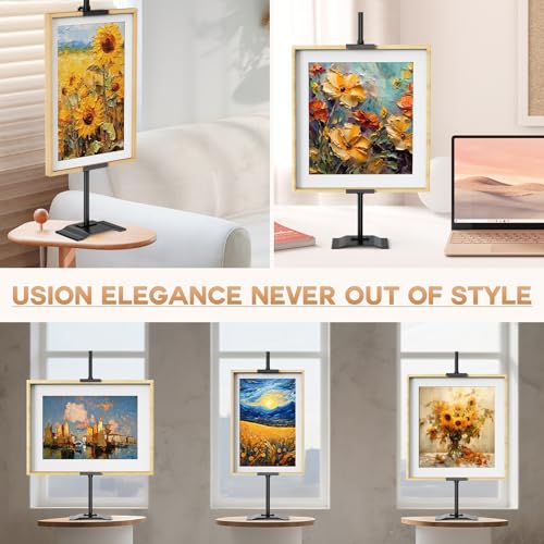 USION Adjustable Tabletop Easel Stand, Picture Easels for Display Up to 30" H, Heavy duty Metal Picture Frame Holder Stand Table top for Art, Photo, Canvas(Black)