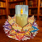 DIY Diamond Art Painting Candlestick Holders 5.71in Mandala Flower Shape Desk Candle Tray Tabletop Ornaments for Wedding Ramadan Party Home Table Centerpiece-Mandala08 - color: Mandala08
