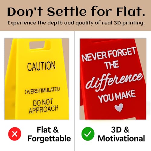 3D Printed Desk Sign, NEVER FORGET THE difference YOU MAKE - Double Sided Inspirational Home Office Decor, Motivational Gift for Coworkers Friends, Teachers, Boss - color: NEVER FORGET