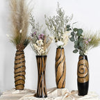 Aeravida Locally Spiral 14-inch Handmade Mango Wood Vase – Carved Decorative Table Vase for Home or Office