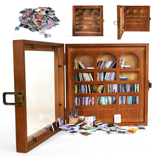 Anxiety Bookshelf – Mini Books Display for Stress Relief and Fun Decor, Perfect Decorative Miniature Library for Book Lovers, Ideal for Home Decor, Office Décor, and Thoughtful Gift - Walnut - color: Walnut