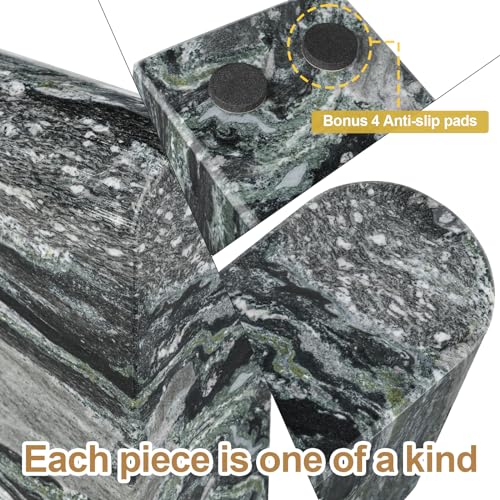 Koville South African Natural Marble Bookends for Shelves, Non-Slip Book Ends, 13LBS Ultra Heavy Duty Marble Book Holder Organizer, Apartment Decor for Movies/CD/Video Games(Olive Green) - color: Green Marble-olive Green, size: 13lb