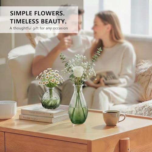 RUCKACE Bud Vases in Bulk 22 Green Glass Small Vases Flower Vase Bulk for Centerpiece Table Wedding Decorations Home Decor Party(Gradient Green 22 Pack) - style: Gradient Green 22 Pack