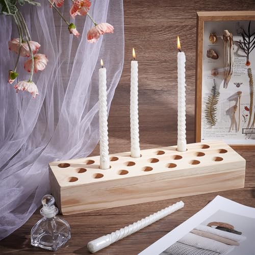 1Pcs Giant Wooden Candlestick, Wooden Taper Candle Holders Candlestick Table Centerpiece Rustic Taper Candle Holder for Birthday Mother's Day Wedding Anniversary Thanksgiving Decoration