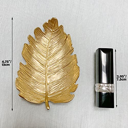 Metal Jewelry Dish, Small Leaf Shaped Ring Holder Jewelry Organizer, Trinket Dish Vanity Tray for Dresser Christmas Birthday Wedding Gifts Elm Leaves-Gold - color: Elm Leaves-Gold