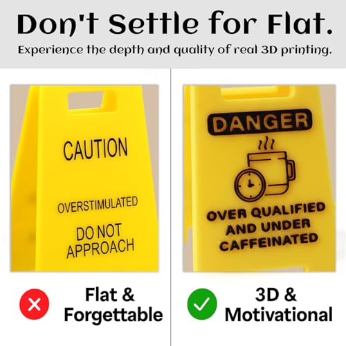 3D-Printed Desk Sign - Funny Office Decor with Sarcastic Quote, "DANGER: Over Qualified & Under Caffeinated" - Novelty Gift for Coworkers, Boss, Graduates, Coffee Lovers - color: Caffeine