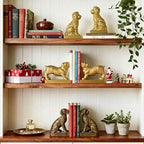 Poodle Decorative Bookends for Shelves, Dog Book Ends for Heavy Books, Toy Poodle Statues Bookends for Heavy Books with Anti-Slip Base Book Holders for Home Office Decor (Gold)