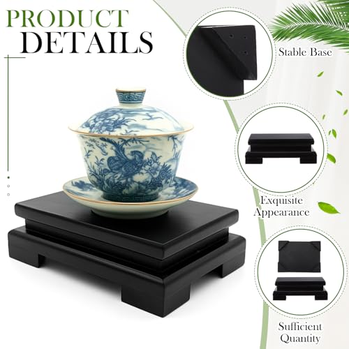 Chunful 2 Pcs Rectangle Wooden Display Stand 5.1 x 3.7 x 1.8 Inch Wood Vase Display Base Black Pedestal Stand Rectangle Vase Riser for Vases Teapot Trophy Collectibles Aquarium Lamp Home Decoration - size: 5.1 x 3.7 x 1.8 Inch