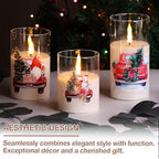 Eywamage Christmas Glass Flameless Candles with Remote, Flickering LED Pillar Candles Holiday Table Decor Gift Set of 3 - color: Red Truck