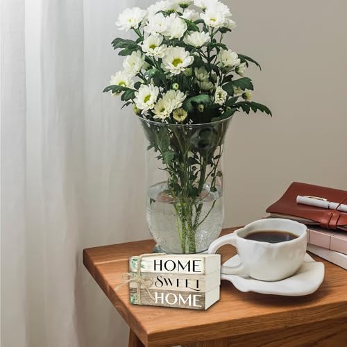 Mini Decorative Books For Home Decor, Small Wood Book Stack For Table Decor, Home Decor Book For Living Room Mantel, Farmhouse Stacked Books Decorative（L37） - color: Retro green leaves