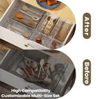 5 PCS Clear Plastic Drawer Organizer Set, 2 Sizes Acrylic Drawer Storage Trays Non Slip Storage Bins for Makeup, Jewelry, Gadgets for Kitchen, Bedroom, Bathroom, Office - style: 5pcs