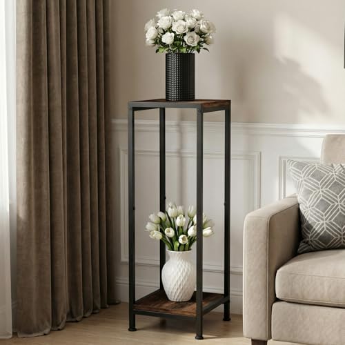 TOSKING 30" Tall Plant Stand, 2-Tier Metal & Wood Plant Shelf, Heavy Duty Flower Pot Holder (Holds 160 lbs) for Living Room, Corner, Balcony and Garden - size: 2-tier 30'' Wood