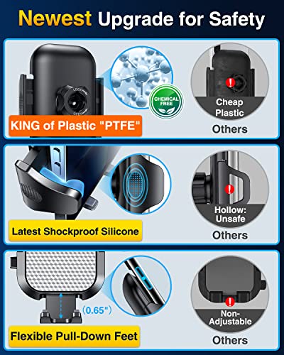VANMASS [True Military-Grade] Car Phone Holder [Best Suction & Clip] Cell Phone Mount for Dashboard Windshield Vent Truck Cradle Dash Stand for iPhone 15 Pro Max 14 13 12 Android, White - color: White