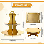 Zopeal 7 Pcs Dessert Table Display Set 3-Tier Cupcake Stand 1-Tier Cup Cake Display Tower Platters and Serving Trays Cardboard Cake Cookie Holders for Wedding Birthday Party Baby Shower(Gold) - color: Gold