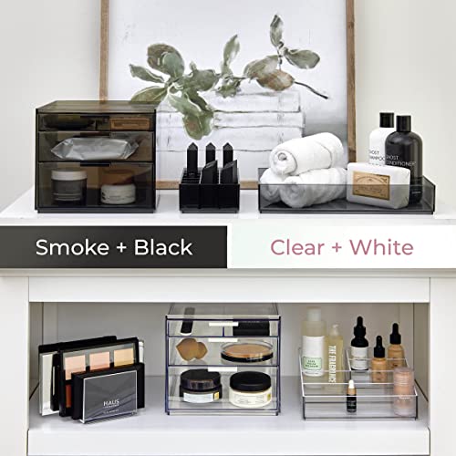 iDesign Plastic Makeup Drawer Organizer Tray - Vanity Organizer or Desk Drawer Organizer - Clear/Matte White - color: Clear/White, style: Pack of 1